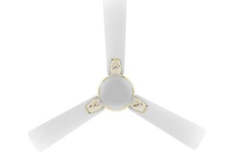 Crompton PREMION AURA2 DESIGNER 3D LOTUS DESIGN ANTIDUST1200 mm (48 inch) Ceiling Fan (Pearl White Gold) Star rated energy efficient fans