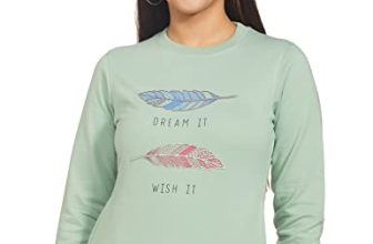 Qube By Fort Collins Women’s Fleece Hooded and Crew Neck Regular Sweatshirt(305 SMU-New Green-M_New Green_M)