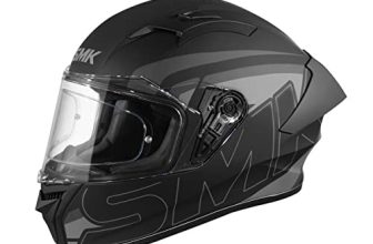 SMK Stellar Sports Stage Full Face Helmet with Pinlock Fited (Ma262)-L, Black,Pinlock 30 Fitted