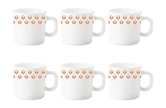 Larah by Borosil Gardenia Opalware Tea/Coffee Cup Set | 6 pcs Set, 100 ml Each | Microwave & Dishwasher Safe, Bone-Ash Free | Crockery Set Ideal for Daily Use & Gifting | White
