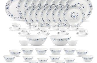 La Opala Classique Opalware Dinner Set, 53 Pcs, Family of 8, Blue Mystique