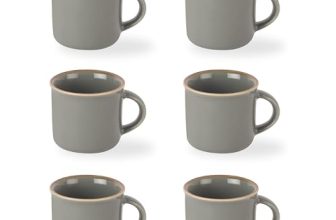 CELLO Estella Nexus Color Silver Mist Plain Mug Set of 6, 90ml, Grey | Scratch Resistant | Porcelain Tea, Coffee Mug Set | Ideal for Daily Use & Gifting | Dishwasher Safe | Small Mug |