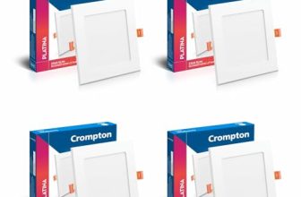 Crompton Platina Star Slim Recessed Edge Lit Panel 15Watt LED Square (Pack of 4, Warm White) 6×6 inch Cut-Out and Ultra Slim Panel
