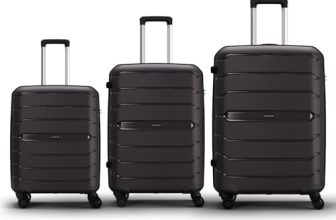 Aristocrat Liberty 8 Wheel Set of 3 Large Size (Check-in), Medium Size (Check-in) & Cabin (Small Size) Hard Case Trolley Bags, Lightweight Polypropylene Luggage, 3-Yr Global Warranty, Saddle Brown