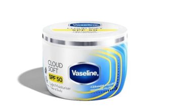 VASELINE Cloud Soft SPF 50 PA ++++ Light Moisturiser, 200 ml, for Soft and Bouncy Skin, with Ceramides & Hyaluron Moisture Fillers, Non-Sticky and Lightweight, Broad Spectrum Protection