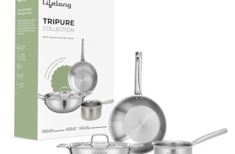 Lifelong Triply 4-piece cookware Set|Kadai,Frypan & Saucepan|Stainless Steel 22 cm Kadai & Fry Pan22 cm with Stainless Steel Lid|16 cm Sauce Pan|Induction Bottom & Gas Stove Cookware(Silver)