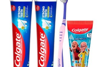 Colgate Strong Teeth Toothpaste, 300g, Bubblefruit Toothpaste for Kids (6+ years) 80g and Toothbrush (Combo Family Pack Offer)