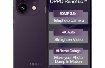 Oppo Reno16c 5G (Twilight Violet, 12GB, 256GB) | 50MP 3.5X Telephoto Camera | 4K Video | AI Remix Collage | 7000mAh 80W SUPERVOOC | ColorOS 16 | IP69K | Dimensity 7300