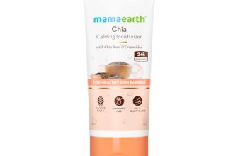 Mamaearth Chia Calming Moisturizer with Chia Seed & Ceramides for Healthy Skin Barrier | For Hydrated Glow | Co-Created with Dermats | For Dry & Sensitive Skin | 24H Long Lasting Moisturization | Fragrance Free | 80 g