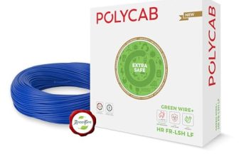 Polycab Green Wire+ 90M coil |1.5 SQ MM|Heat resistant upto 900 C | Low smoke | Low toxic fumes | GreenPro certified | 99.97% high purity copper | Rodent protection | Eco friendly (Blue)