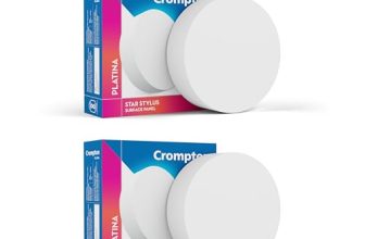 Crompton Platina Star Stylus Surface Panel 12W Round Warm White | Pack of 2 | No False Ceiling Required, Outer Dimension: 120 mm | Surface Mount | for Hall, Bedroom, Kitchen, Office, Store