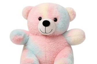 KIDS STORE Super Soft Rainbow Teddy Bear Stuffed Toy Fluffy Multicolor Plush Doll with Cute Expression Ideal Gift for Children Toddlers Decoration Playtime Buddy Plush Collectors(30 CM)