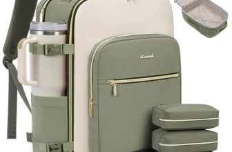 LOVEVOOK Travel Backpack for Women & Men Carry on Backpack Personal Item Essentials Bag, Khaki Green-beige-coffee, Large, Travel Backpacks