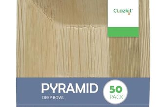 Clazkit 50 Pack Areca Deep Pyramid Bowl | Like Wooden Bamboo | Eco Friendly, Biodegradable, Use and Throw Small Dona | for Serving Pasta, Soup & Snacks | Birthday, Wedding & Party (6.5 Inch)