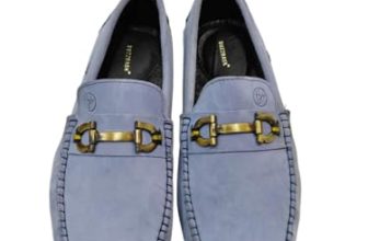 BUZZBASK – Men’s Synthetic Leather Loafers | Premium Soft Comfort Driving Shoes | Lightweight Casual Slip-On Moccasins for Office, Party, Anti-Skid Sole Stylish Formal Shoes Sky Blue