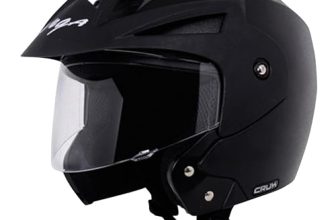 Vega Crux ISI Certified Flip-Up Helmet for Men and Women with Clear Visor(Black, Size:M)