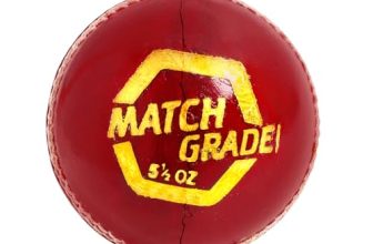 DSC Match Grade Cricket Leather Ball – Official Size & Weight 5.5oz Professional Match Ball, Alum Tanned 4-Piece Construction (Red, Pack of 1)