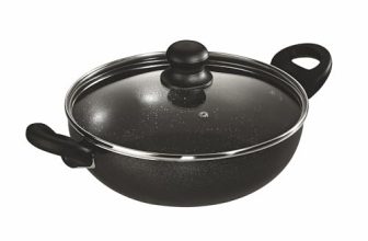 Butterfly Granza Non Stick Kadai with Glass Lid | 240 mm |Non-Stick Premium Virgin Aluminium | Induction Base| PFOA Free | Scratch Resistant