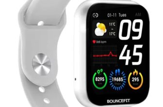 Bouncefit M I D116 Fitness Band Smart Watch for Men, Women, Boys, Girls, Kids – Single Touch Interface, Water Resistant, Workout Modes, Quick Charge Sports Smartwatch – White