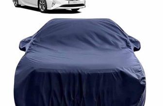 Sulfar 100% Water Resistant Car Body Cover Compatible with Mirror for Toyota Prius (Triple Stitched, Full Bottom Elastic, Navy Blue)