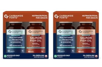 Carbamide Forte Multivitamin Tablet for Men and Women with Probiotics & Omega 3 fish oil capsules | Daily Immunity, Heart, Brain & Joint Support | 60 Tablets + 60 Softgel Capsules (Pack of 2)