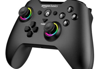 Amazon Basics Pro Series Gamepad with Bluetooth and RGB | 2.4GHz & Wired Modes | Dual Vibration | 6-Axis Gyroscope | Compatible with Switch | Android | PS3 | Windows | Type-C Charging | Black