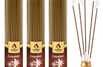 The Aroma Factory Organic Jasmine Agarbatti for Pooja,100% Herbal Fragrance Agarbathi, 0% Sulphates (Bottle Pack of 3x100g)