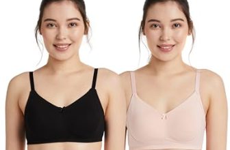 Amazon Brand – Symbol Women’s Cotton Stretch Non Padded Wire Free Full Coverage Lift Up Bra (Pack of 2) (BRA-14 Cont_Black-Blush_38D)