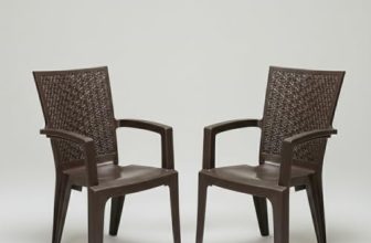 Nilkamal Plastic Chair for Living room with Arm |Set of 2 | 3 Year Warranty | For Home, Living Room, Outdoor | Weather Brown Colour | CHR2225