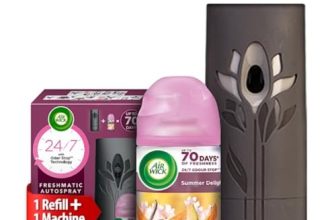 Air Wick 250 ml – Vanilla & Muskmelon (Summer Delights), Refill + Automatic Spray| Freshmatic Air Freshener Kit | 2600 Sprays Guaranteed | Automatic Room Freshener, Bathroom Freshener and Room Spray