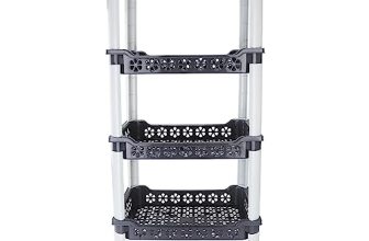 Nayasa Candy Rectangular Trolley 4 Layers | Kitchen Organizer | Stand for Kitchen | Shelf Organizer | Vegetable Basket for Onion,Potato |Vegetable Trolley with Wheels | 38 X 28 X 79 cm | Grey