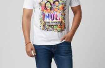 Men’s Holi Special White Graphic T-Shirt – “Rang Barse” Edition | Size L | PoPo Toys®