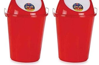 ARISTO Swing Lid Dustbin with Metal Side Handle 60 ltr RED/RED PACK OF 2