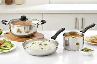 CELLO Galaxy Steelox 3 Pcs Cookware Set | Kadhai with Glass Lid 3L, Milk Tea Saucepan 1.5L, Multipurpose Frying Pan 2L | Gas Stove Compatible, Riverted Handle Stainless Steel Cooking Set for Kitchen