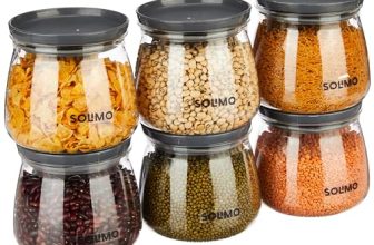 Amazon Brand – Solimo Plastic Storage Jar and Container Set I Air Tight & BPA Free Containers for Kitchen Storage Set I Grocery Kitchen Container Set I Multipurpose Jar, 800 Ml Each, Set 6, Grey