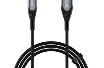 boAt Type A to C 65W Fast Charging Cable with 480 Mbps Data Transfer, Tangle-Free Cable in Premium Nylon Braided Design & Durable Aluminium Alloy Shell (Carbon Black)