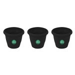 TrustBasket UV Treated Plastic Round Pot (6 Inches) -Black Color – Set of 3 | Heavy Duty Highly Durable Plant containerGamla for Indoor Home Decor & Outdoor Balcony Garden