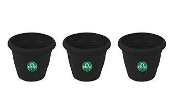 TrustBasket UV Treated Plastic Round Pot (6 Inches) -Black Color – Set of 3 | Heavy Duty Highly Durable Plant containerGamla for Indoor Home Decor & Outdoor Balcony Garden