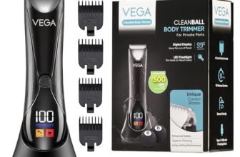 VEGA Cleanball Full Body Trimmer for Men|Private Parts, Pubic Hair, Balls, Manscaping, Body Multi-Purpose|IPX5 Waterproof|No Nicks or Cuts|90 Min Non-Stop Runtime|Fast Charge, 2 Year Warranty, VHTH-33