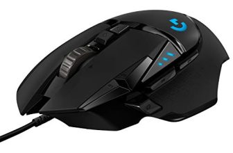 Logitech G502 Hero High Performance Wired USB Gaming Mouse, Hero 25K Sensor, 25,600 DPI, RGB, Adjustable Weights, 11 Programmable Buttons, On-Board Memory, PC/Mac – Black