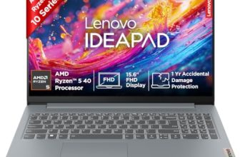 Lenovo IdeaPad Slim 3, AMD Ryzen 5 40, 16GB RAM, 512GB SSD, FHD Thin and Light Laptop, 15.6″ (39.6cm), Windows 11, Microsoft 365 Basic + Office 2024, Grey, 1.6Kg, 82XQ01HQIN, Backlit Keyboard, Laptop