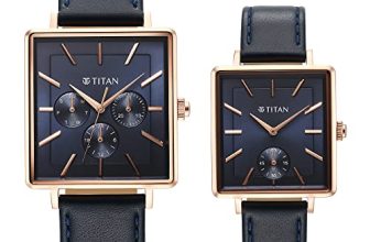 Titan Bandhan Black Dial Quartz Multifunction Leather Strap Watch for Couple-NS9400594205WL01P