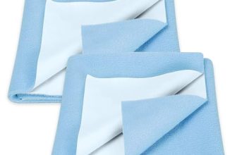 GLUN® Quick Dry Absorbent Baby Bed Sheet for Mattress Protector, Pack of 2 Baby Sky Blue Bed Sheet, Size 50x70cm, Waterproof, Quick Drying, Anti-Itching Cloth