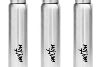 MILTON Aqua 1000 Stainless Steel Water Bottle 920 ml, Set of 3, Single Walled, ISI Certified I Leak Proof Lid, Rust Proof I For School, Office, Gym I Silver