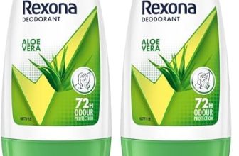 Rexona Aloe Vera Underarm Roll On Deodorant For Women, Antiperspirant, Removes Odour, Keeps Skin Fresh & Clean, Alcohol Free, Skin Friendly, 50 ml (Pack of 2)