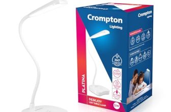 Crompton DeskJoy 5W USB-C LED Table Lamp | Touch Dimming, Pack of 1 | USB-C rechargeable; 1800mAh Li-ion battery; up to 10 hours backup; 360° flexible neck; 3-step touch dimming; 1-year warranty