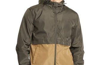 Amazon Brand – Symbol Polyester Men’s Color Block Full Sleeves Regular Fit Hooded Casual Jacket (Aw23-Sy-Jk-207_Olive + Fawn_Xl)
