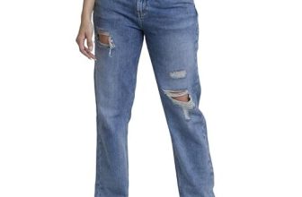 Spykar Women Light Blue Cotton Straight Fit Regular Length Low Distressed Jeans -(Bella)