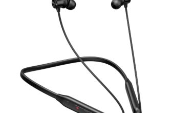 Salpido NB03 Bluetooth Neckband Earphones with 12mm Dynamic Bass Driver, Bluetooth 5.4, 45ms Low Latency Gaming Mode, Type-C Charging, Magnetic Earbuds with Mic for Calls and Music, Black