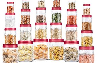 MILTON Vitro PET Canister Set of 24 (6x300ml,6x700ml,6x1400ml,6x2000ml) Airtight, Food Grade, Stackable, For Grains, Pulses, Spices, Cereals, Cookies, Dry Fruits, Fridge Storage Container, Red Wine
